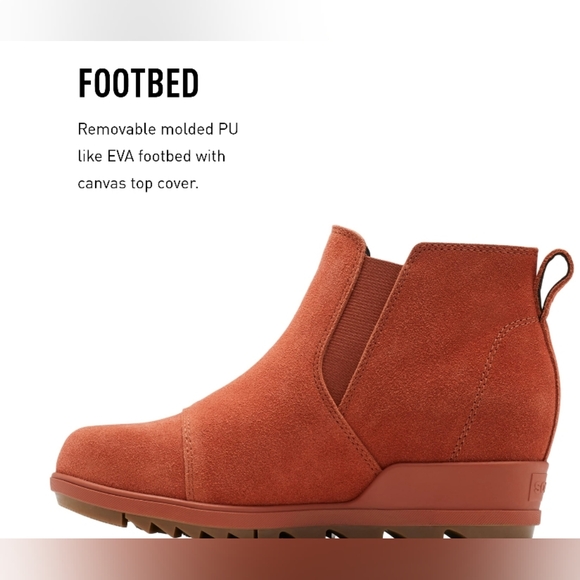 Sorel Evie Pull-On Waterproof Suede Leather Wedge Ankle Booties Size 8 NWOT - Picture 3 of 10